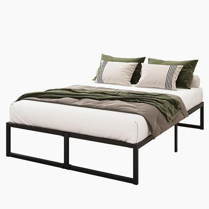Lutown-Teen 14 Inch Full Size Bed Frame No Box Spring Needed, Heavy Duty Metal Platform Beds with Sturdy Steal Slats for Mattress Foundation, Easy Assembly, Noise Free, Black