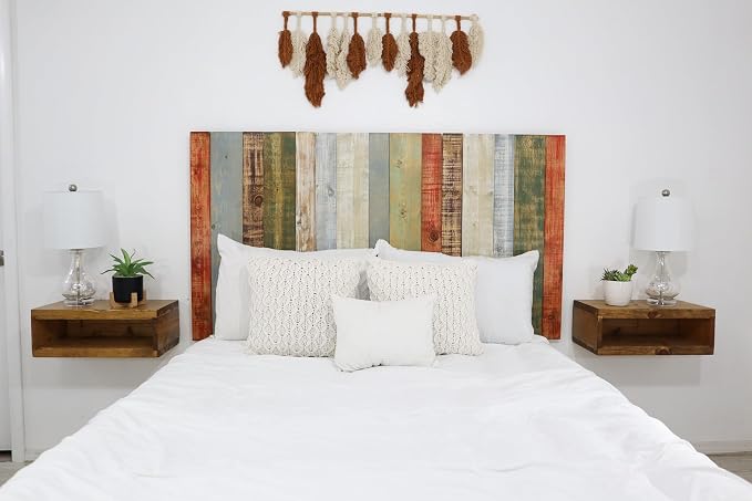 Barn Walls Retro Mix Headboard California King Size, Hanger Style, Handcrafted. Mounts on Wall. Easy Installation