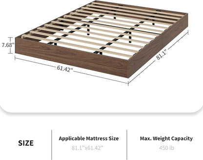 King Size Solid Wood Platform Bed, Modern Minimalist Floor-Standing Design with Robust Wooden Slats | Noise-Free, Space-Saving, No Box Spring Required | Easy Assembly for Luxurious Mast