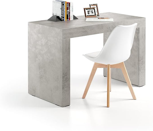Mobili Fiver, Evolution Desk 47.2 x 23.6 in, Concrete Effect, Grey with Two Legs, Made in Italy