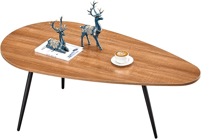 SAYGOER Mid Century Modern Coffee Table for Living Room Rustic Oval Coffee Table Small Retro Accent Sofa Center Table for Living Room,22.2" D x 42.5" W x 17.1" H, Walnut Oak | Mid Century Modern