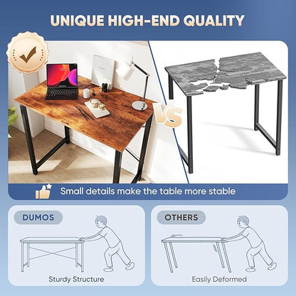 DUMOS 32 Inch Small Computer Desk for Home Office, Modern Study Writing Gaming Work Table Simple Style for Bedroom with X-Shaped ReInchforcement, Rustic Brown