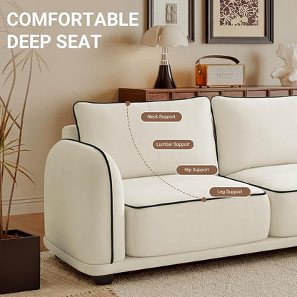 104 Inch L Shaped Modular Sectional Sofa, 4 Seater Modern Cloud Chenille Comfy Couch with Movable Ottoman & 3 Back Pillows, Oversized Comfy L Shape Couch for Living Room, Bedroom, Apartment, Beige