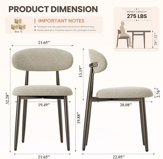 MALOL Dining Chairs Set of 6, Upholstered Kitchen & Dining Room Chairs with Curved Back and Bronze Metal Legs, Comfortable Modern Dining Side Chairs for Dining Room, Kitchen, Camel