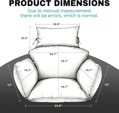 Egg Chair Cushion Replacement, Waterproof Thicken Hanging Egg Swing Chair Cushion for Outdoor Furniture, Wicker Rattan Hammock Basket Cushion with Headrest Pillow 47x31.5x4.7 inch(Orange Coconut Tree)