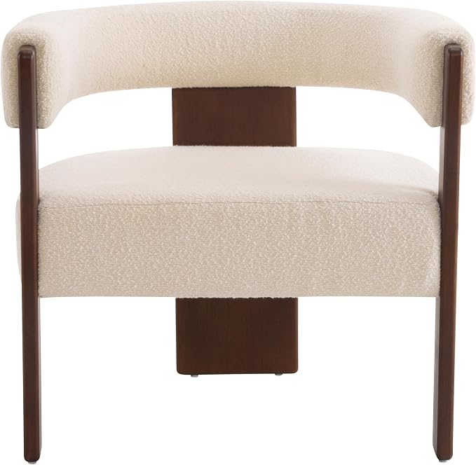 Christopher Knight Home Nettie Modern Accent Chair for Living Room, Boucle Fabric Single Lounge Sofa Chair with Wooden Frame, Comfy Reading Chair for Bedroom, Lounge Armchair with Soft Cushion, Beige