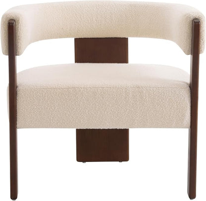 Christopher Knight Home Nettie Modern Accent Chair for Living Room, Boucle Fabric Single Lounge Sofa Chair with Wooden Frame, Comfy Reading Chair for Bedroom, Lounge Armchair with Soft Cushion, Beige