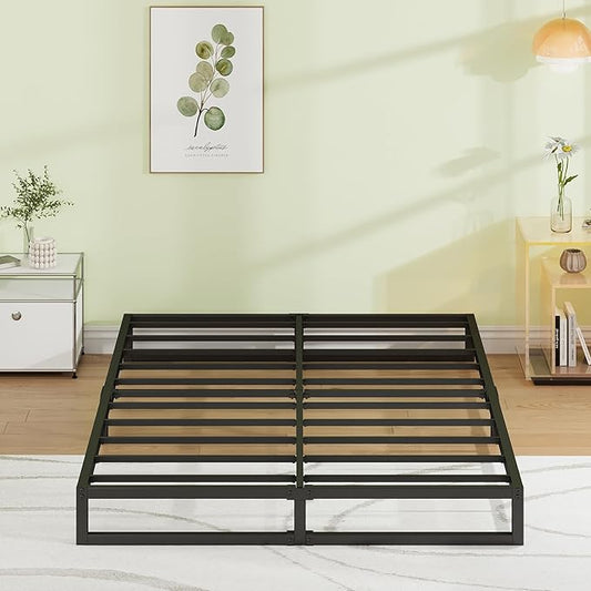 EMODA 7 Inch Full Size Bed Frame Heavy Duty Metal Platform No Box Spring Needed, Easy Assembly Noise Free, Black