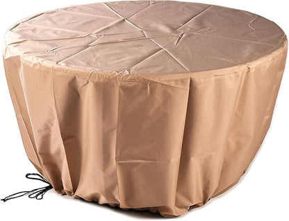 Oakland Living Aluminum 57,0000 BTU 44 in. Round Propane Black Fire Pit Table with Fire Beads, Lid, Propane Tank Cover and Table Fabric Covers in Copper Finish, (AZNOBU-FPT-AC)