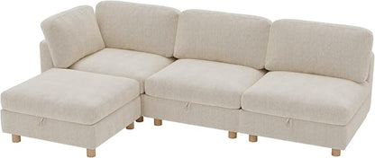 ERYE 95-Inch Oversized L Shaped Sectional Sofa 4 Seat Modular Storage Sofa Couch W/Deep Seat,Skin Friendly Plush Chenille Upholstered Convertible Corner Sectional Couch with Ottoman