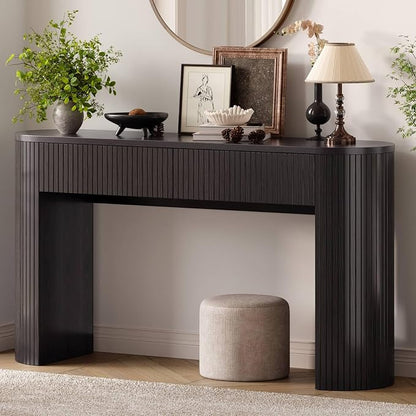 ONBRILL 55 Inch Console Table with 2 Drawers, Entryway Tables with Storage, Sofa Table Behind The Couch, Hallway Tables, Black