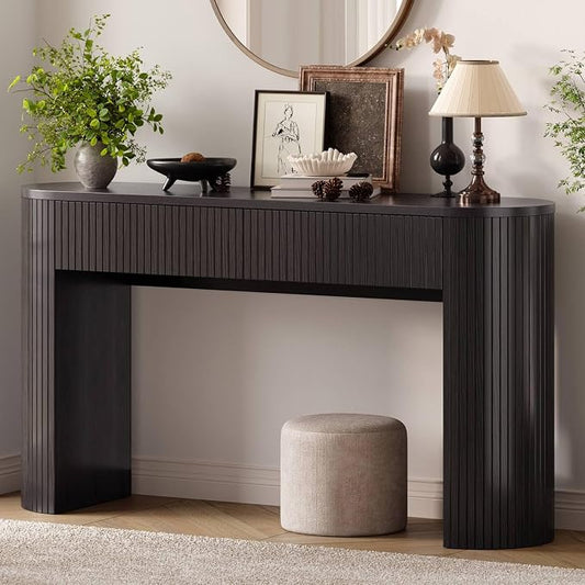 ONBRILL 55 Inch Console Table with 2 Drawers, Entryway Tables with Storage, Sofa Table Behind The Couch, Hallway Tables, Black