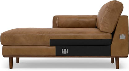 SIMPLIHOME Morrison Left Sectional Sofa in Full-Grain Genuine Leather, Caramel Brown, 102-inches Wide, L-Shaped Leather Couch with Left Chaise for The Living Room and Family Room