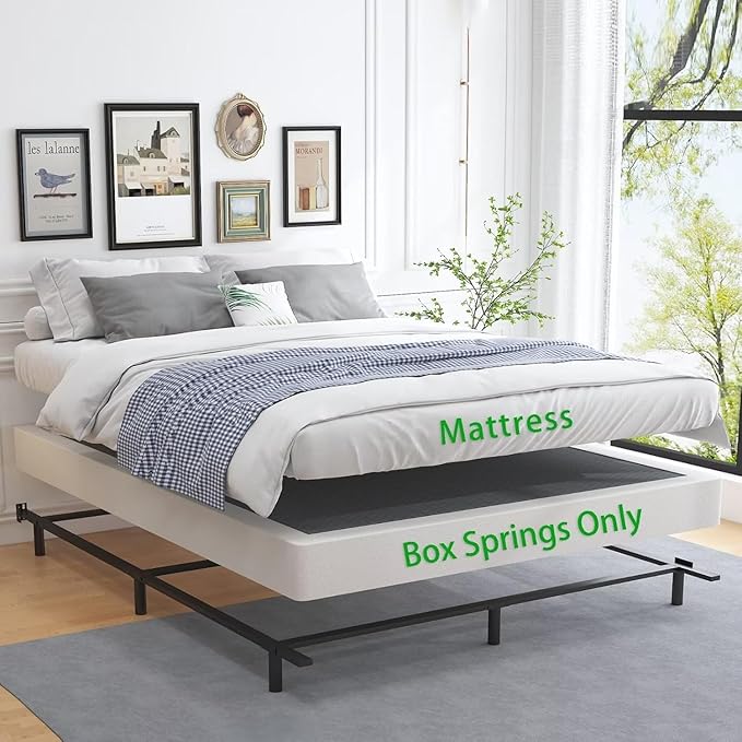 ALDRICH Low Profile Box Spring Full Size,3 Inch Heavy Duty Metal Box Spring for Full Bed,Mattress Foundation Non-Slip/No Noise/Easy Assembly (Full)