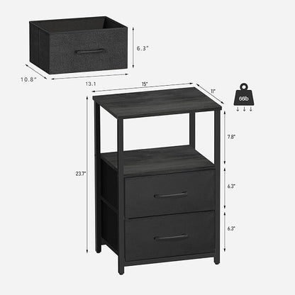 TUTOTAK End Table, Night Stand, Side Table, Nightstand with Cloth Drawer, Bedside Table for Livingroom, Bed Room, Charcoal Grey TB01BY087