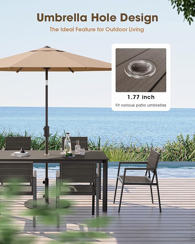 Outdoor Dining Chiars Set of 2, Aluminum Patio HDPS Outdooor Dining Chiars, All Weather Patio Furniture Set (Charcoal)