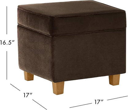 HomePop 18" Classic Square Storage Ottoman - Chocolate Brown Velvet
