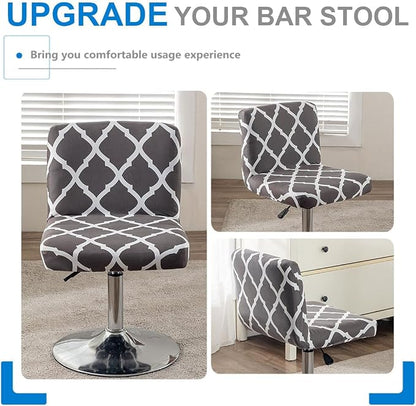 Levoberg Bar Stools Cover Set of 2 Printed Armless Swivel Barstools Slipcovers with Backs Stretch Square Counter Height Bar Stools Covers Mid Low Back Chair Cover for Kitchen Dining Room Bar #4