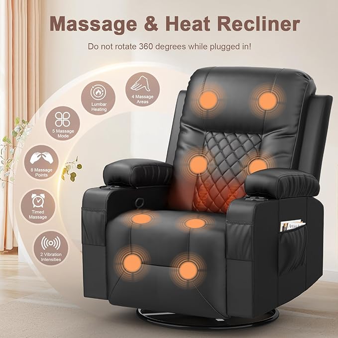 YONISEE Living Room Furniture Set, Loveseat Recliner and 2PC Massage Recliner Chair, Luxury Reclining Sofa 3PC Set for Living Room (2+1+1)