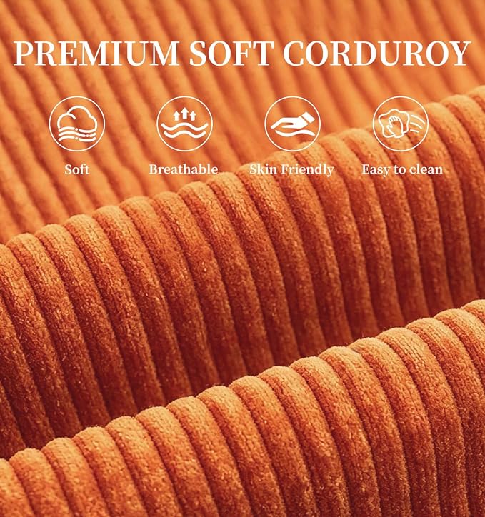 75” Full Size Convertible Sleeper Sofa Bed, Boneless Folding Futon Loveseat Sofa with 2 Pillows, High Density Foam Compressed Foldable Guest Couch for Living Room Apartment (Orange Corduroy)