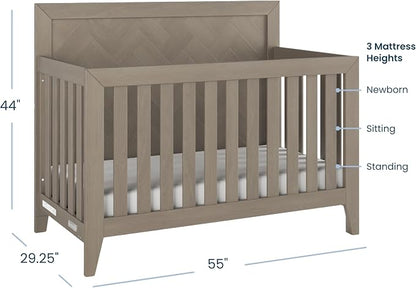 Child Craft Kieran 4-in-1 Convertible Baby Crib, Wooden Nursery Furniture Converts to Toddler Bed Daybed & Full-Size Bed, Adjustable Mattress Heights, Non-Toxic Baby Safe Finish (Crescent Gray)