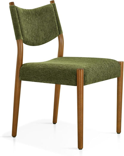 KISLOT Upholstered Dining Chairs Set of 6, Solid Wood Armless Kitchen Chairs with Soft Polyester Fabric, 18.9" Seat Height, Modern Dining Room Seating, 300 lbs Capacity, Green