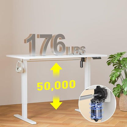 WALKINGDESK 40x24 Inches Whole Piece Electric Standing Desk, Seamless One Piece Height Adjustable Sit to Stand up Desk for Home Office, Ergonomic Computer Workstation, White