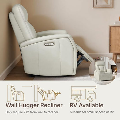 KISLOT Wall Hugger Power Recliner Chair with USB & Type-C Ports Faux Leather Recliner 135° Reclining Small Space Electric Sofa for RV Living Room Bedroom