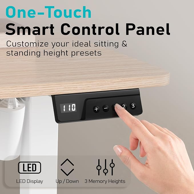 35" Electric Standing Desk Adjustable Height, Small Sit Stand Desk for Home Office & Computer Workstation, Compact Work Desk with Cable Management (Light Walnut)