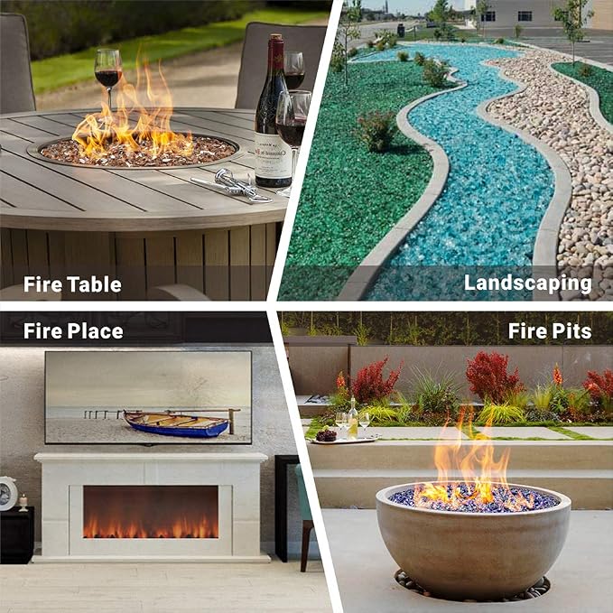 Onlyfire 10 lbs Fire Glass Rocks 1/4 Inch, Reflective Tempered Glass for Propane Fire Pit & Gas Fireplace, High Luster Firepit Glass Stones for Fire Table, Copper (Multicolor Options Available)