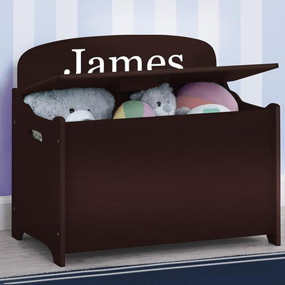 Delta Children Personalized MySize Deluxe Toy Box, Dark Chocolate