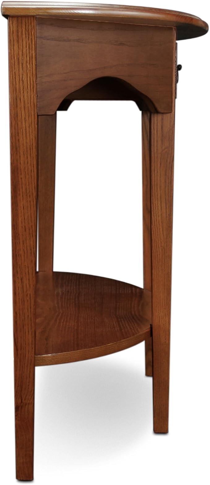 Leick Home Salem Console Table, Solid Wood, with Drawer and Shelf, for Entryways, Hallways, and Living Rooms, Medium Oak, 9036-MED