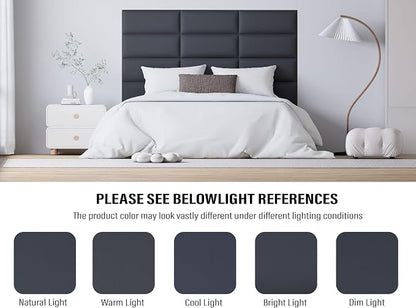 Peel and Stick Upholstered Wall Mounted Headboard King Size, 12 Panels 3D Soundproof Leather Headboard,Wall Mounted Headboards,Reusable and Removable Wall Panels, 10"x24" Black