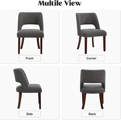 Dining Chair Set of 1,Modern Dining Room Chairs with Thick Cushions,Upholstered Linen Fabric Kitchen Chairs for Kitchen Dining Room Darkgrey