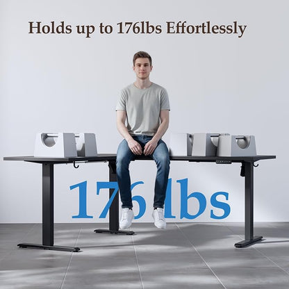 Klicelor L Shaped Standing Desk 63 x 55.1 Inch Dual Motors, Electric Height Adjustable Corner Desk for Home Office Workstation, Ergonomic Sit Stand Computer Table with Memory Controller, Black