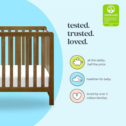 Davinci Colby Low-Profile 4-in-1 Convertible Baby Crib, Walnut | GREENGUARD Gold Certified, Converts to Toddler Bed, Daybed & Full-Size Bed, 4 Adjustable Mattress Heights - Easy to Assemble