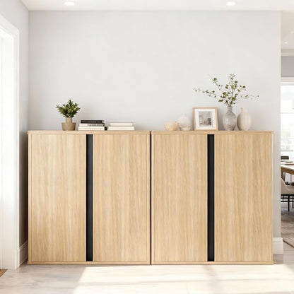 KISLOT 31.5" Sideboard Buffet Cabinet with Storage Modular Accent Display Kitchen Storage Cabinet Wood Coffee Bar Console for Living Room, Hallway, Kitchen, Dining Room,Natural Oak