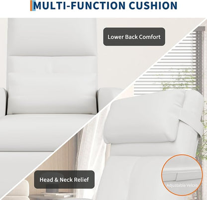 GarveeHome Power Recliner Chair with Massage and Heat, Adjustable Electric Recliner Ergonomic Overstuffed PU Leather Single Sofa, 2 Side Pockets and USB Port, Home Theater Seating for Living Room