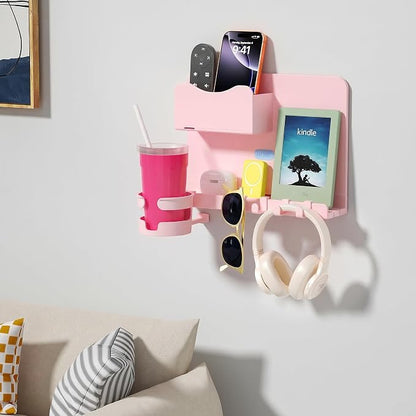 Floating Shelves for Bedside Shelf Accessories Organizer, Wall Mount Shelf Stick On, Cute Room Decor Aesthetic, Girls Room Decor, Cool Stuff for Bedroom Storage and Organization (Pink)