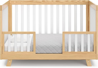 Storkcraft Beckett 3-in-1 Convertible Crib – GREENGUARD Gold Certified, Fits Standard Crib Mattress, Converts to Toddler Bed and Daybed, 4 Mattress Heights, Grow-with-Me Design (Natural and White)