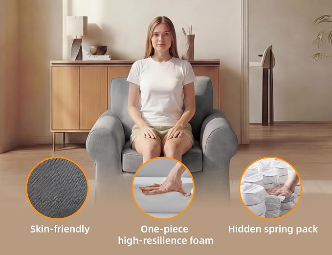 Mistpeople Modern Loveseat Sofa Couch, Upholstered Comfy Sofa with Pillows & Armrests, Deep Seating Couch with Removable Cover for Living Room Bedroom Apartment Office Small Spaces,Grey