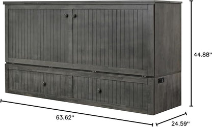 Mega Solutions Murphybedz Tuscany Murphy Cabinet Chest Bed with Charging Station 6 Inch (Galaxy Grey, King)