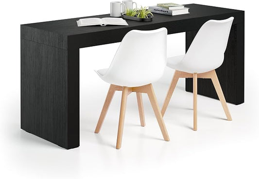 Mobili Fiver, Evolution Desk 70.9 x 23.6 in, Ashwood Black with Two Legs, Made in Italy