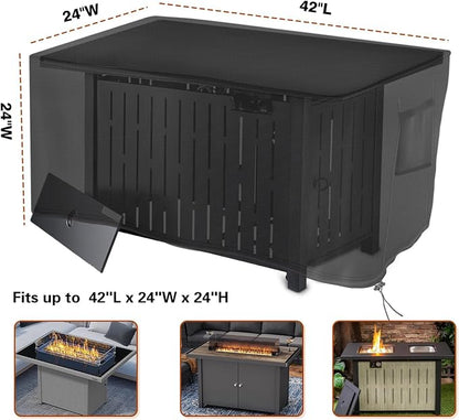 Saking Rectangular Fire Pit Cover, Waterproof Windproof Anti-UV Heavy Duty Cover for Gas Fire Table Furniture - 42 x 24 x 24 inch