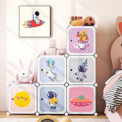 INFANS Children Wardrobe, Kid Closet Portable Baby Dresser Cute for Kids Bedroom Nursery Armoire with Doors 12 Cube 2 Hanging Sections, Kid Clothes Storage Organizer (White, 8 Cubes)