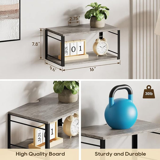 Floating Nightstand, Wood Bedside Shelf Wall Mounted Nightstand, Floating Bedside Table Wall Shelf for Bedroom, Living Room, Bathroom, Kitchen, Office (Vintage Gray)
