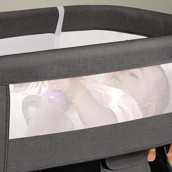 Soobaby Baby Crib Bassinet Bedside Crib Adjustable Portable Bed for Infant,co Sleeping Newborn Must Have Bed (006-Grey)