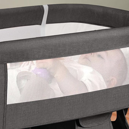 Soobaby Baby Crib Bassinet Bedside Crib Adjustable Portable Bed for Infant,co Sleeping Newborn Must Have Bed (006-Grey)