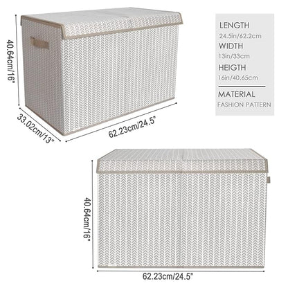 Toy Box Chest Organizer Bins for Boys Girls Kids, Large Collapsible Fabric Storage Container with Flip-Top Lid & Handles for Clothes,Blanket,Nursery,Playroom,Bedroom,Tree Branch Pattern (Gray)