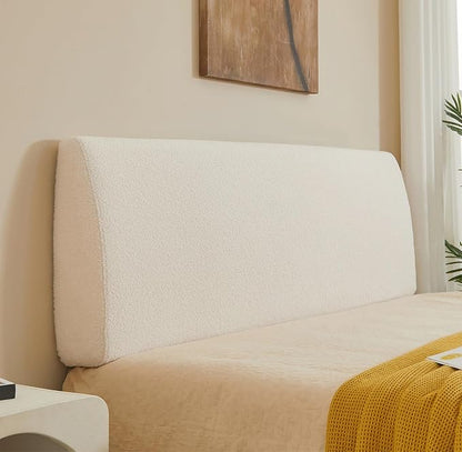 4.7" Upholstered Headboard for King Size Bed, Height Adjustable and Ergonomic Headboard, Easy Assemble, Sturdy and Durable, Teddy Velvet, Beige